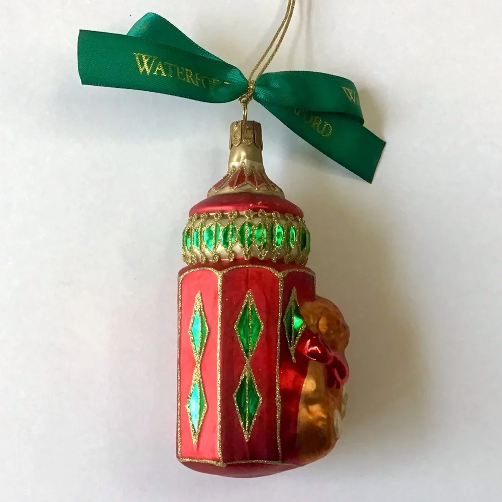 Vintage Waterford Holiday Heirlooms Glass Ornament 2001 Baby’s First Bottle